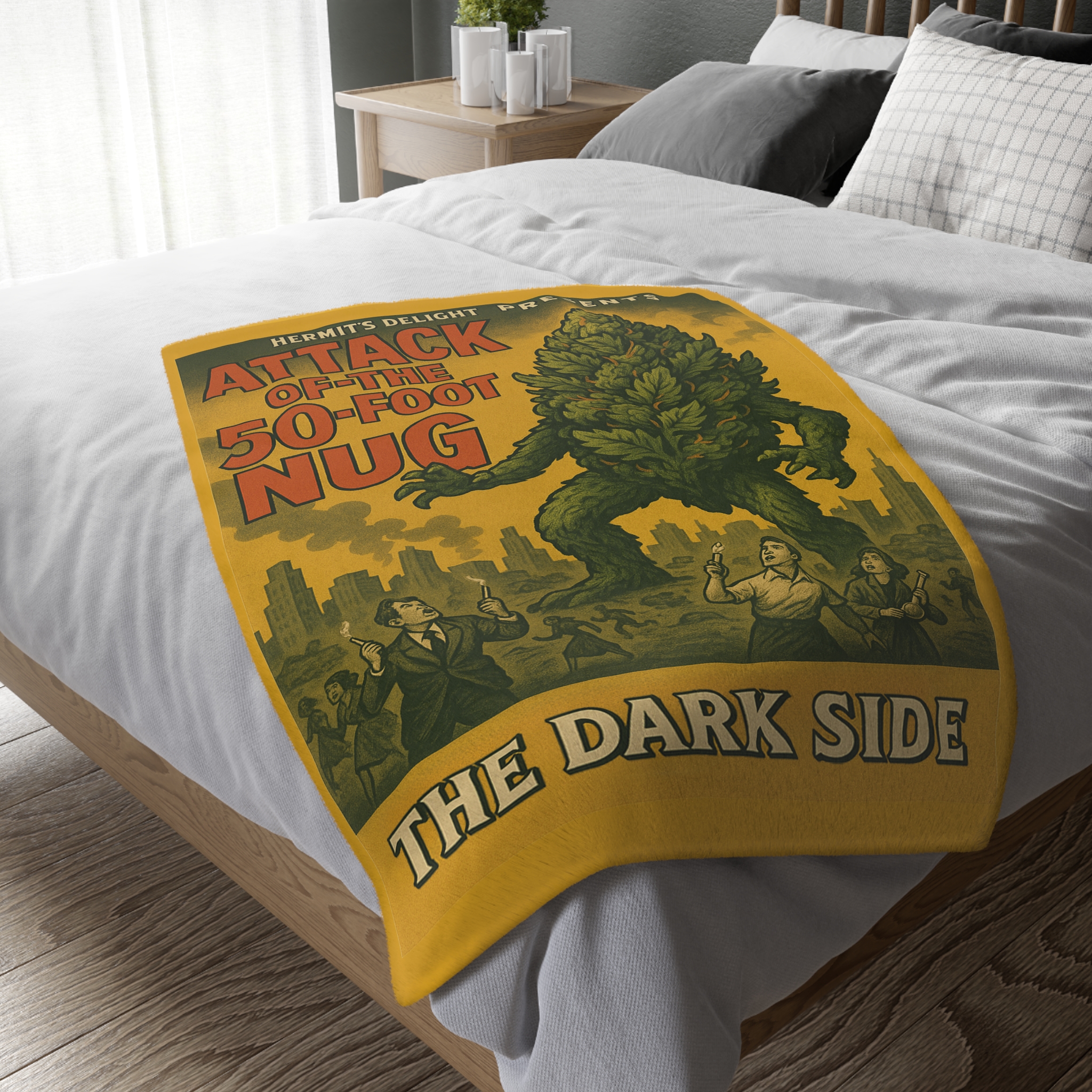 parody retro 1958 movie poster throw blanket velveteen microfiber